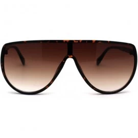 Rectangular Womens Shield Oversize Plastic Designer Fashion Sunglasses - Tortoise Brown Smoke - CB196QQ7AN4 $11.43