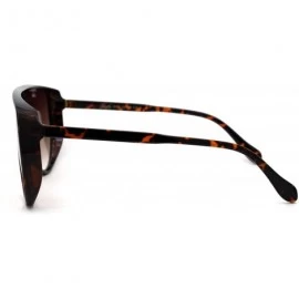 Rectangular Womens Shield Oversize Plastic Designer Fashion Sunglasses - Tortoise Brown Smoke - CB196QQ7AN4 $11.43