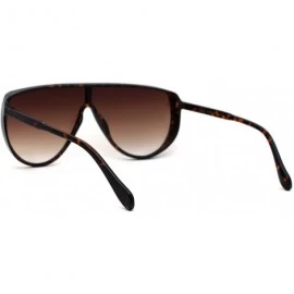 Rectangular Womens Shield Oversize Plastic Designer Fashion Sunglasses - Tortoise Brown Smoke - CB196QQ7AN4 $11.43