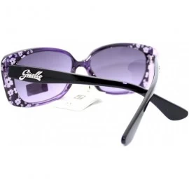 Rectangular Womens Narrow Floral Flower Print Bow Rectangular Thick Plastic Sunglasses - Purple - C311YMEN6WL $20.02
