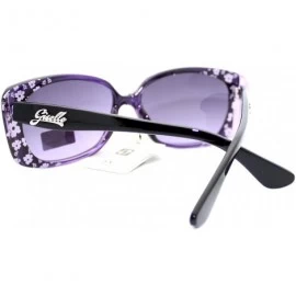 Rectangular Womens Narrow Floral Flower Print Bow Rectangular Thick Plastic Sunglasses - Purple - C311YMEN6WL $12.48