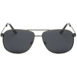 Aviator Men's Classic Metal Aviator Sunglasses- Polarized- 100% UV protection - Grey/Grey - CQ12EEU2F2T $10.75