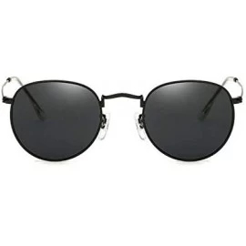 Round Vintage Classic Round Sunglasses Metal Frame Men Women Driving UV400 Lens Protection Sun glasses - Black/Grey - C418HYT...