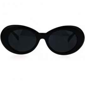 Oval Womens Oval Round Thick Plastic Vintage 20s Mod Sunglasses - Black - C6186C26LR9 $18.31