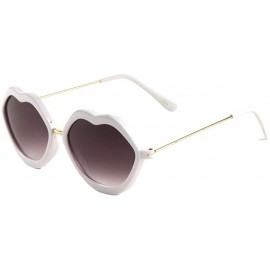 Butterfly Lips Shape Thick Frame Thin Temple Sunglasses - White - CX1987G0GHR $26.76