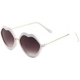Butterfly Lips Shape Thick Frame Thin Temple Sunglasses - White - CX1987G0GHR $12.16