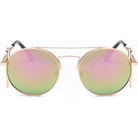 Round Classic Lennon Round 100% UV400 Protection Sunglasses with Four Lens Vintage Circle Metal (Gold-Multicolor) - C218DT2UG...