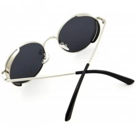 Goggle Steampunk Retro Polarized Sunglasses for Women Men Vintage Classic Designer Sun Glasses - Silver Frame Gray Lens - C31...