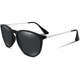 Round Vintage Polarized Sunglasses Reflective Lens UV400 Protection B2259 - Black Frame Grey Lens - CB185HR9875 $9.00