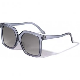 Oversized Oversized Squared Butterfly Curved Temple Sunglasses - Grey Blue Crystal - CK1993AKYOM $26.92