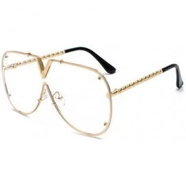 Oversized Luxury Sunglasses Men Women V-Shaped Trendy Driving Sunglasses UV400 Eyewear - C7-gold Frame Plain Lens - CP18X68XX...