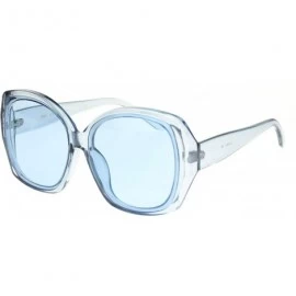Oversized Designer Style Sunglasses Womens Oversized Square Shades UV 400 - Clear Blue (Blue) - C918AYH2H4H $13.02