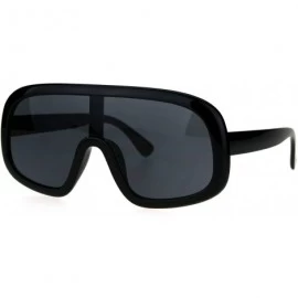 Shield Shield Goggle Style Sunglasses Futuristic Oversized Fashion Shades UV 400 - Black (Black) - CP186QI58D3 $23.02