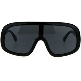 Shield Shield Goggle Style Sunglasses Futuristic Oversized Fashion Shades UV 400 - Black (Black) - CP186QI58D3 $12.30