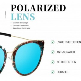 Cat Eye Oversized Cat Eye Sunglasses for Women - Polarized Trendy Mirrored Lens - Metal Temple UV400 for Driving Fishing - C6...