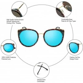 Cat Eye Oversized Cat Eye Sunglasses for Women - Polarized Trendy Mirrored Lens - Metal Temple UV400 for Driving Fishing - C6...