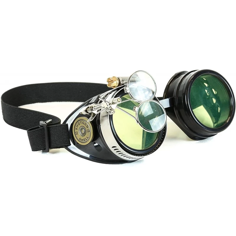 Goggle Steampunk Victorian Style Goggles with Shotgun Shell - Colored Lenses & Ocular Loupe - Green - CH18I882H37 $15.93
