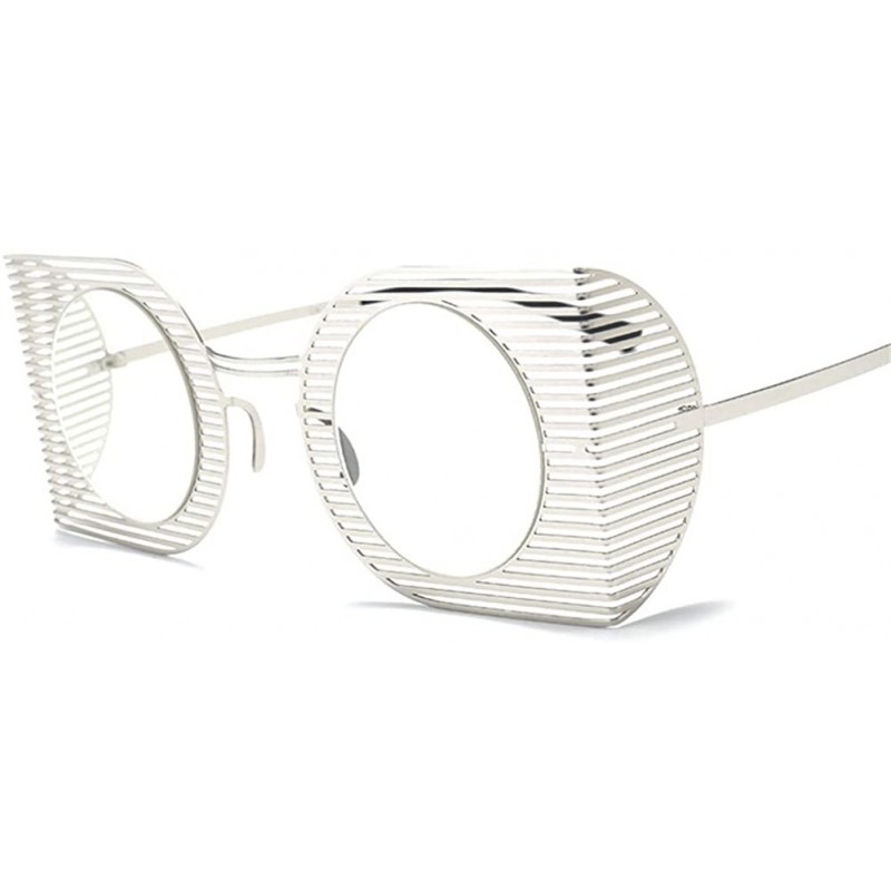 Square Fashion Vintage Round Lens Sunglasses Retro Square Metal Frame Sun glasses for Women 18415 - Silverwhite - C618A9ZUZGY...