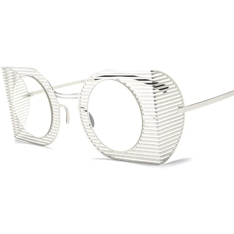 Square Fashion Vintage Round Lens Sunglasses Retro Square Metal Frame Sun glasses for Women 18415 - Silverwhite - C618A9ZUZGY...