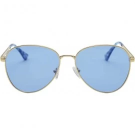 Aviator Polarized Small Aviator Sunglasses for Women Men Juniors- 55mm- 100% Protection - Gold/Clear Blue - CM193ORH3O7 $18.53