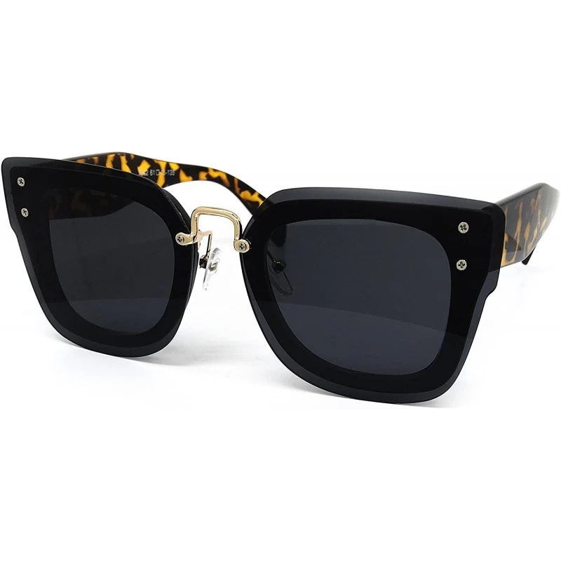Oversized 7942-1 Oversized Rimless Flat Sunglasses - Black Brown - CY18OQ7NQQK $12.71