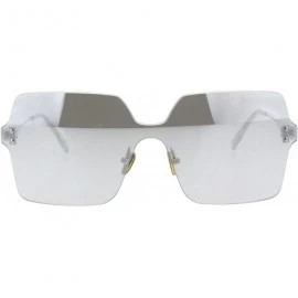 Rimless Womens Futuristic Rectangular Shield Rimless Sunglasses - Silver Mirror - CP18QG3272K $11.22