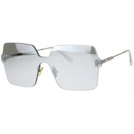 Rimless Womens Futuristic Rectangular Shield Rimless Sunglasses - Silver Mirror - CP18QG3272K $11.22