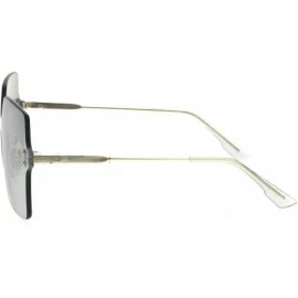 Rimless Womens Futuristic Rectangular Shield Rimless Sunglasses - Silver Mirror - CP18QG3272K $11.22