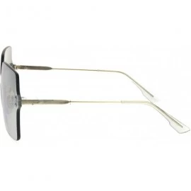 Rimless Womens Futuristic Rectangular Shield Rimless Sunglasses - Silver Mirror - CP18QG3272K $25.83