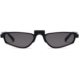Rectangular Super Skinny Narrow Geometric Small Sunglasses for Women Men Plastic Slim Frame - Black - CE187ER53OI $9.00