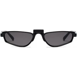 Rectangular Super Skinny Narrow Geometric Small Sunglasses for Women Men Plastic Slim Frame - Black - CE187ER53OI $9.00