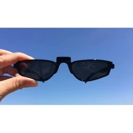Rectangular Super Skinny Narrow Geometric Small Sunglasses for Women Men Plastic Slim Frame - Black - CE187ER53OI $9.00