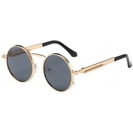 Rectangular Retro Round Polarized Sunglasses For Women Men Fashion Metal Frame UV Protection Driving Outdoor Sun Glasses - C0...