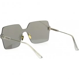 Rimless Womens Futuristic Rectangular Shield Rimless Sunglasses - Silver Mirror - CP18QG3272K $11.22