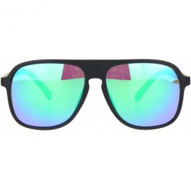 Sport Mens Racer Plastic Flat Top Mobster Pilots Style Sunglasses - Black Teal Mirror - CY18MD66AAD $8.69