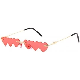 Rimless New Vintage Sunglasses Women Luxury Fashion Rimless Heart Unique Rectangle UV400 - Red - C819038W3GN $8.07