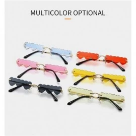 Rimless New Vintage Sunglasses Women Luxury Fashion Rimless Heart Unique Rectangle UV400 - Red - C819038W3GN $8.07