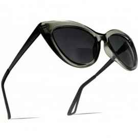 Round Bifocal Reading Sunglasses Fashion Cat Eye Sunglass Readers Oversized Women's CatEye Glasses - Green - CM18W5HMOWG $30.79
