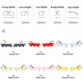 Rimless New Vintage Sunglasses Women Luxury Fashion Rimless Heart Unique Rectangle UV400 - Red - C819038W3GN $15.51