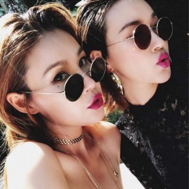 Oval Fashion Vintage Metal Round Sunglasses Women Luxury Color Coated Glasses Retro Oculos De Sol - Purple - CO197Y7GUHY $20.51