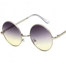 Oval Fashion Vintage Metal Round Sunglasses Women Luxury Color Coated Glasses Retro Oculos De Sol - Purple - CO197Y7GUHY $20.51