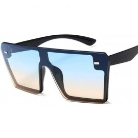 Oval Flat Top Oversize Square Sunglasses Women Retro Gradient Sun Glasses Men Blue Big Frame Vintage Eyewear UV400 - CX198AHU...