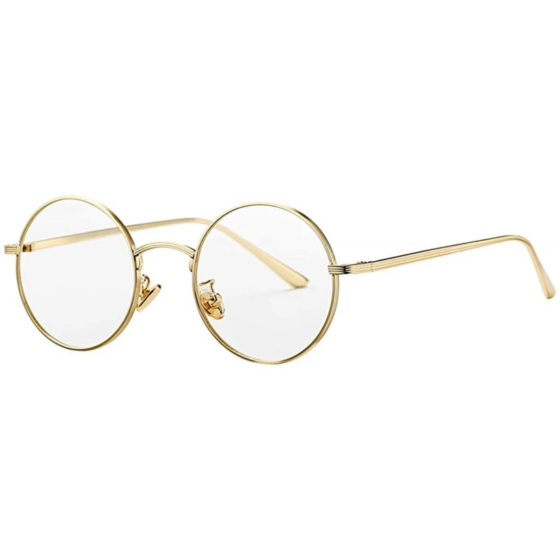 Round Vintage Round Metal Sunglasses John Lennon Style Small Unisex Sun Glasses - A4 Gold Frame/Clear Lens - CM18KGY7IKX $11.92