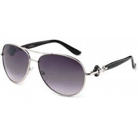 Aviator Yakoto" - Modern Celebrity Design Oversized Aviator Style Fashion Sunglasses for Women - Silver/Smoke - C817YEY7NHG $...