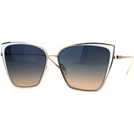 Square Trendy Fashion Sunglasses Womens Square Butterfly Metal Frame UV 400 - Gold White (Blue Peach) - C2189U56QOM $14.56