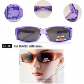 Rectangular Clear Icy Bling Rectangular Polarized OTG Fit Over Sunglasses P007 - Red - C71887N8X0G $17.57