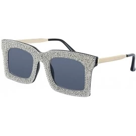 Oversized Oversize Sunglasses Fashion Diamond glasses - White&black - CG192K7A8Y2 $17.96