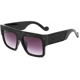 Goggle Womens Fashion Trendy Oversized Sunglasses Metal Hollow Cut Out - Black Diamond - CX18DW97SRX $15.09
