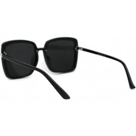 Butterfly Womens Designer Fashion Rectangular Half Rim Sunglasses - All Black - CP18YW7HMWN $15.80