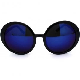 Round Womens Wizard Black Plastic Round Circle Hippie Sunglasses - Blue Mirror - CW1979ZCZNW $9.87